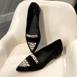 Clarks flats, size 9, real fur